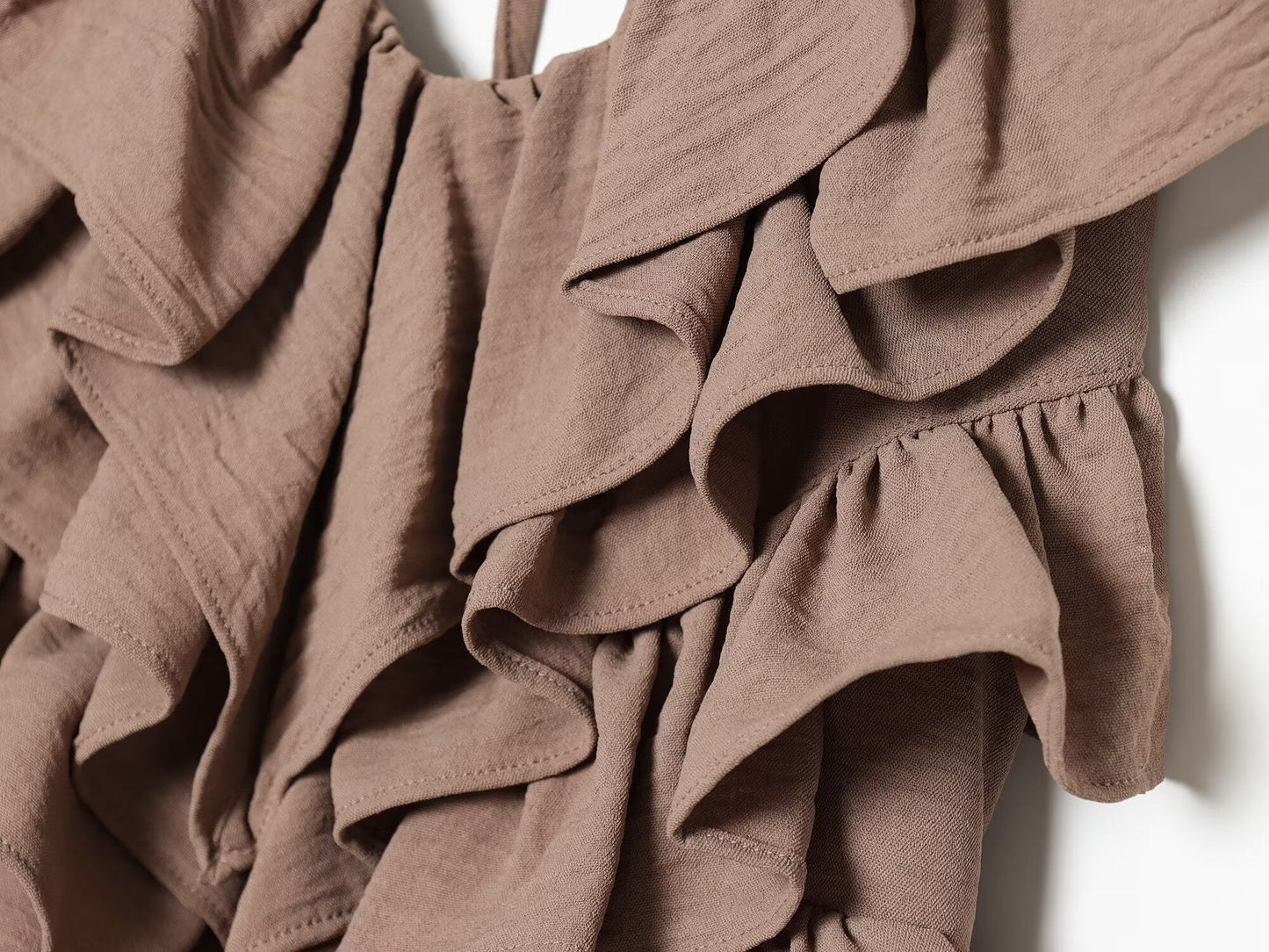 Women's layered decorative chiffon halter neck dress