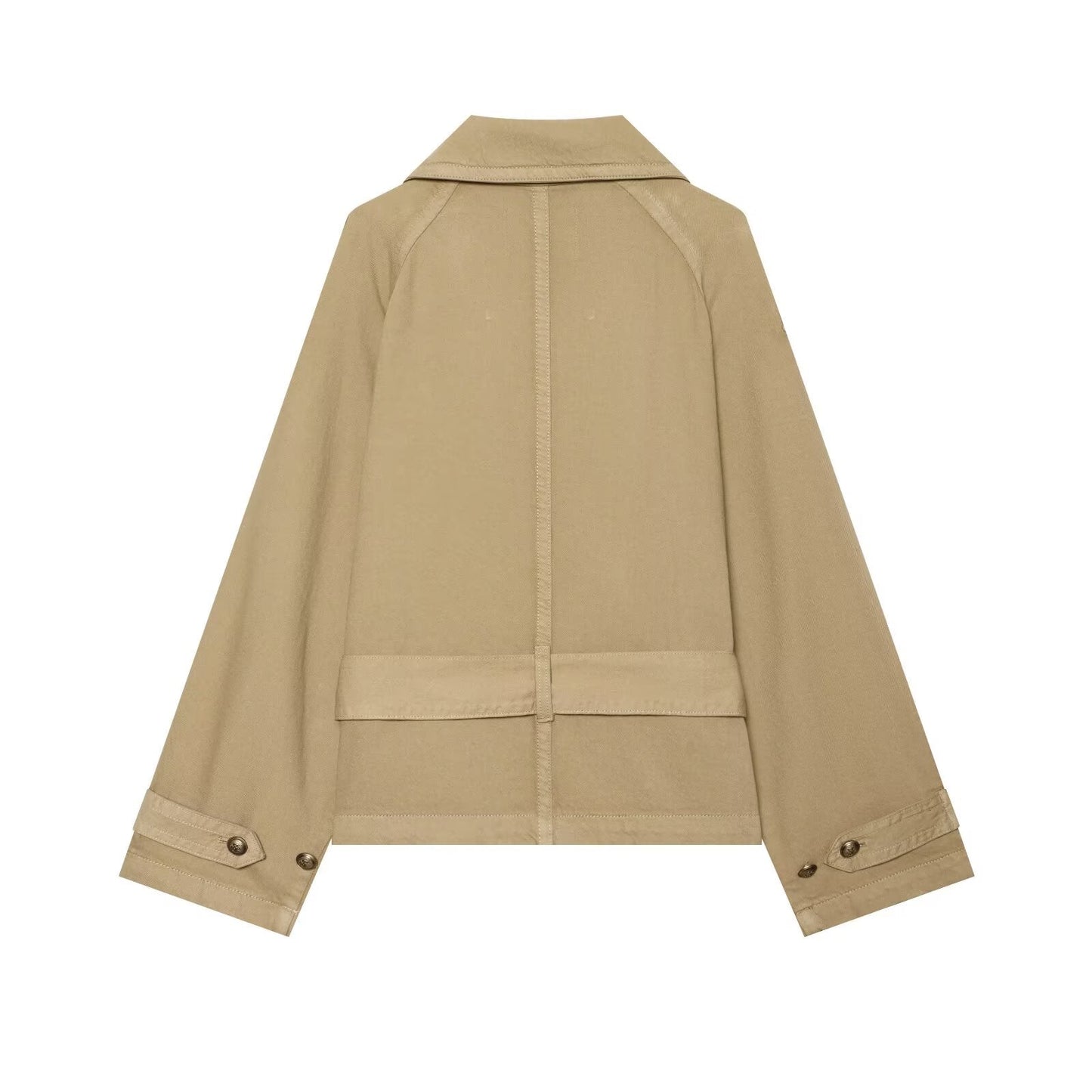 Women's with Belt Lapel short windbreaker Coat