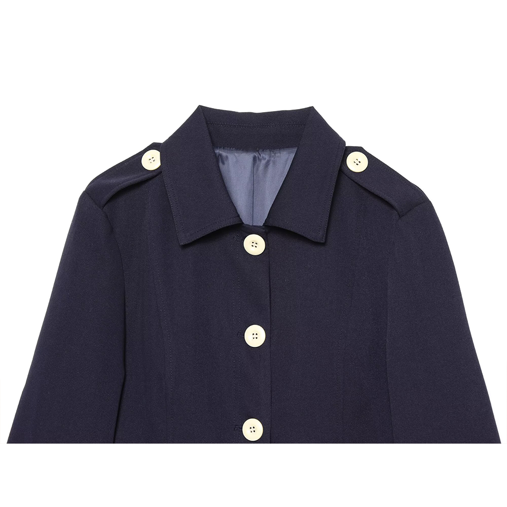 Women's contrasting button slim Blazer Coat