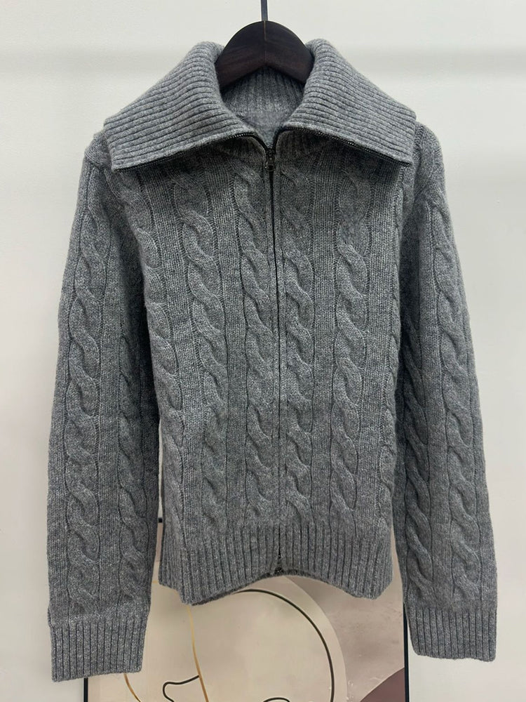 Women's New Navy Cardigan Long Sleeve Loose Knitwear