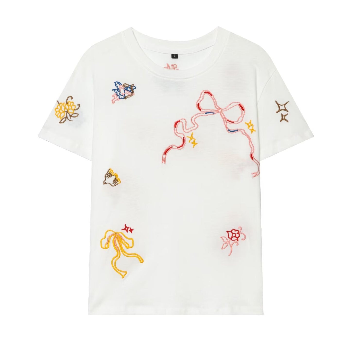 2026 multi-color printed letter T-shirt women short sleeved O-neck loose T-shirt