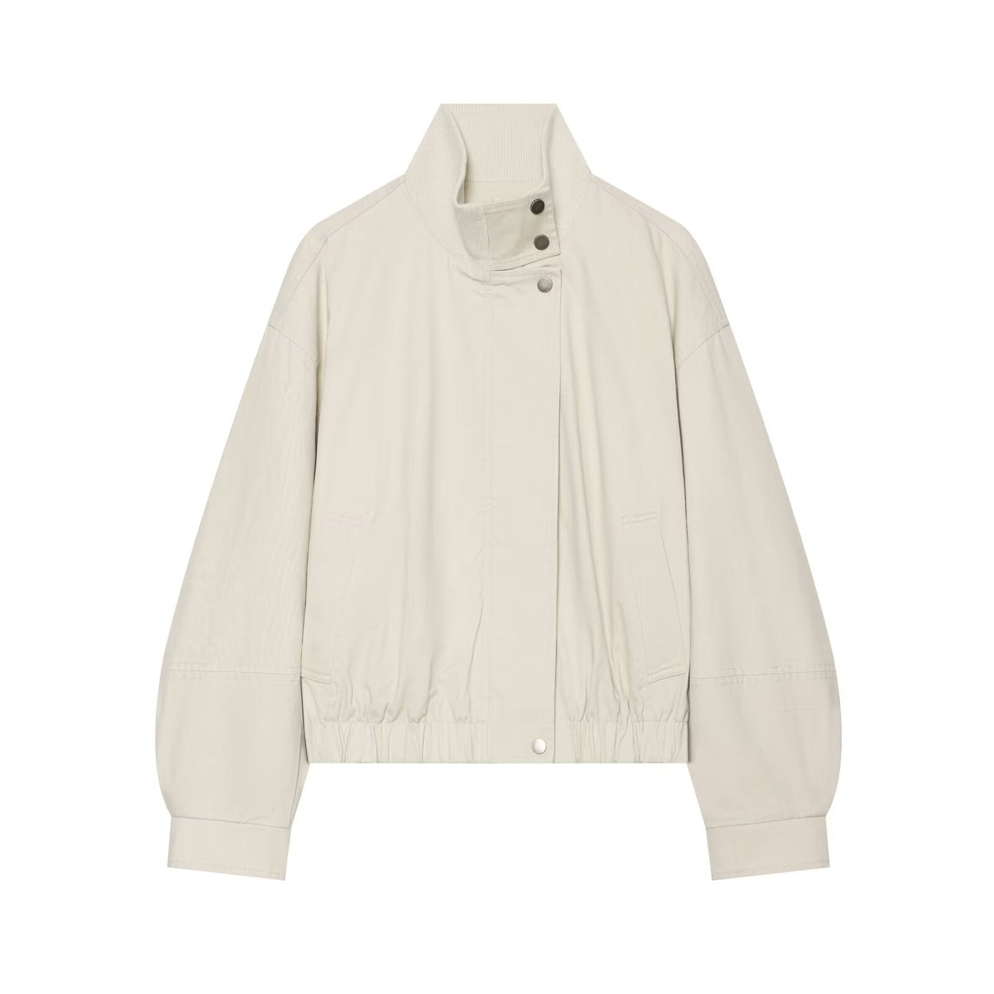 Women's standing collar elastic waisted cotton Coat