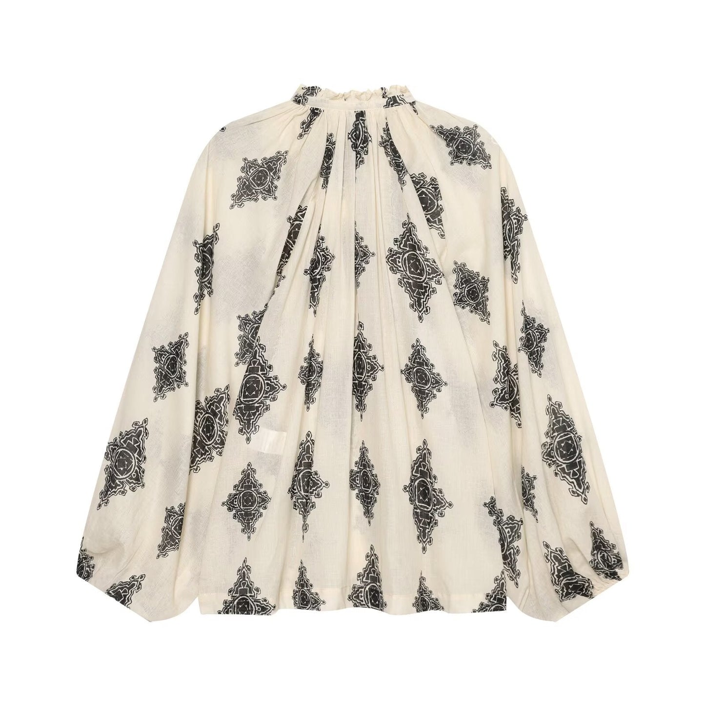 Women's oversized lantern sleeve printed top
