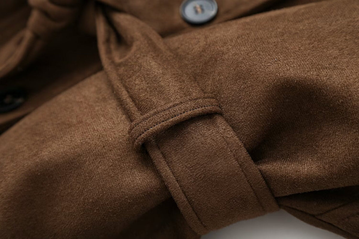Women's with belt suede textured jacket Coat