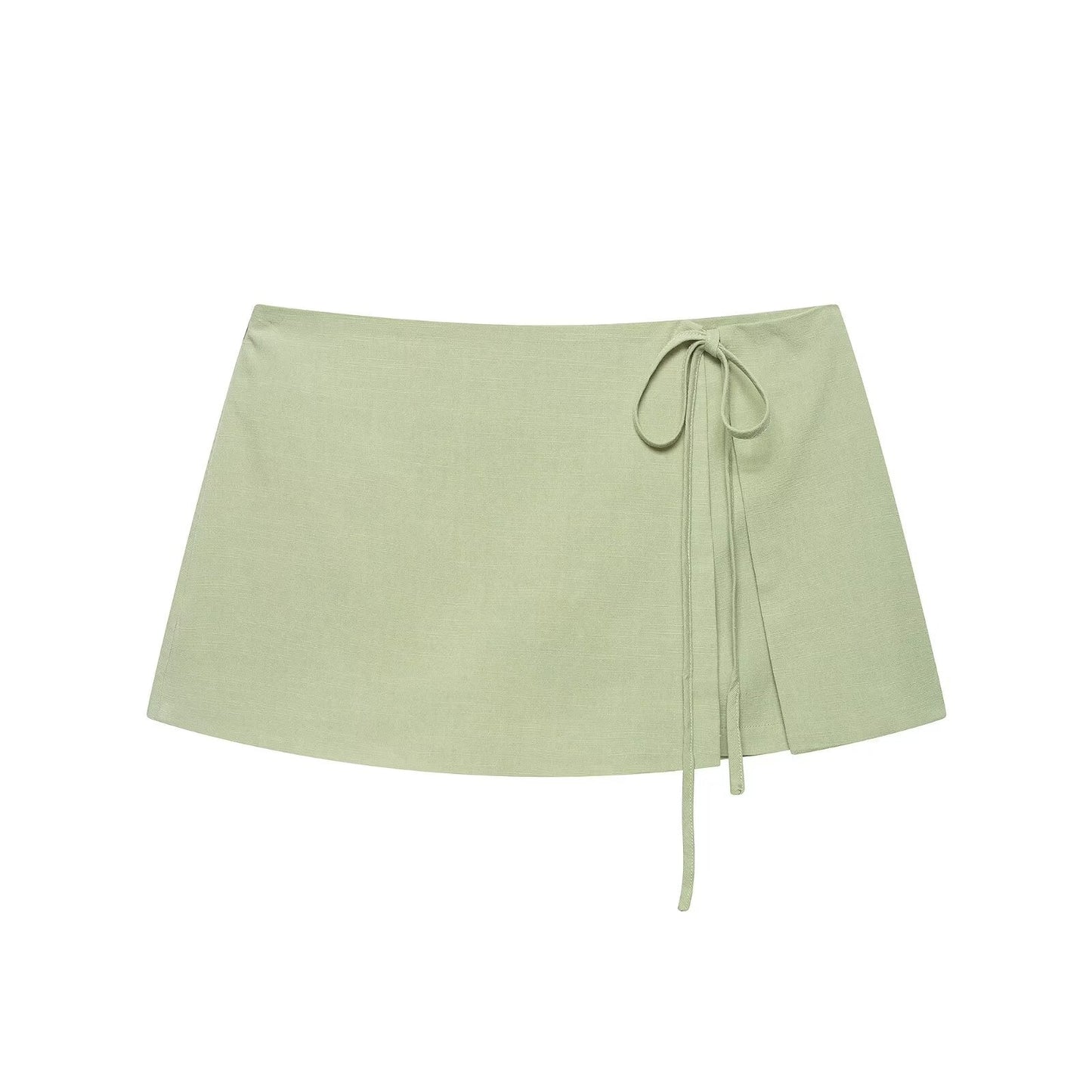 suit Women's 2 pieces bow decoration hanging neck top+culottes