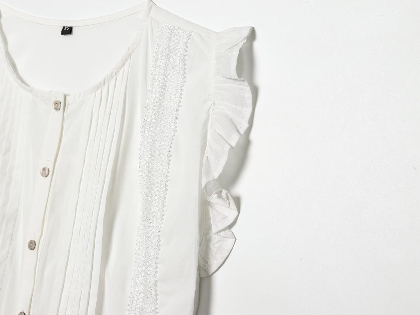 Women's vertical lace decoration sleeveless shirt