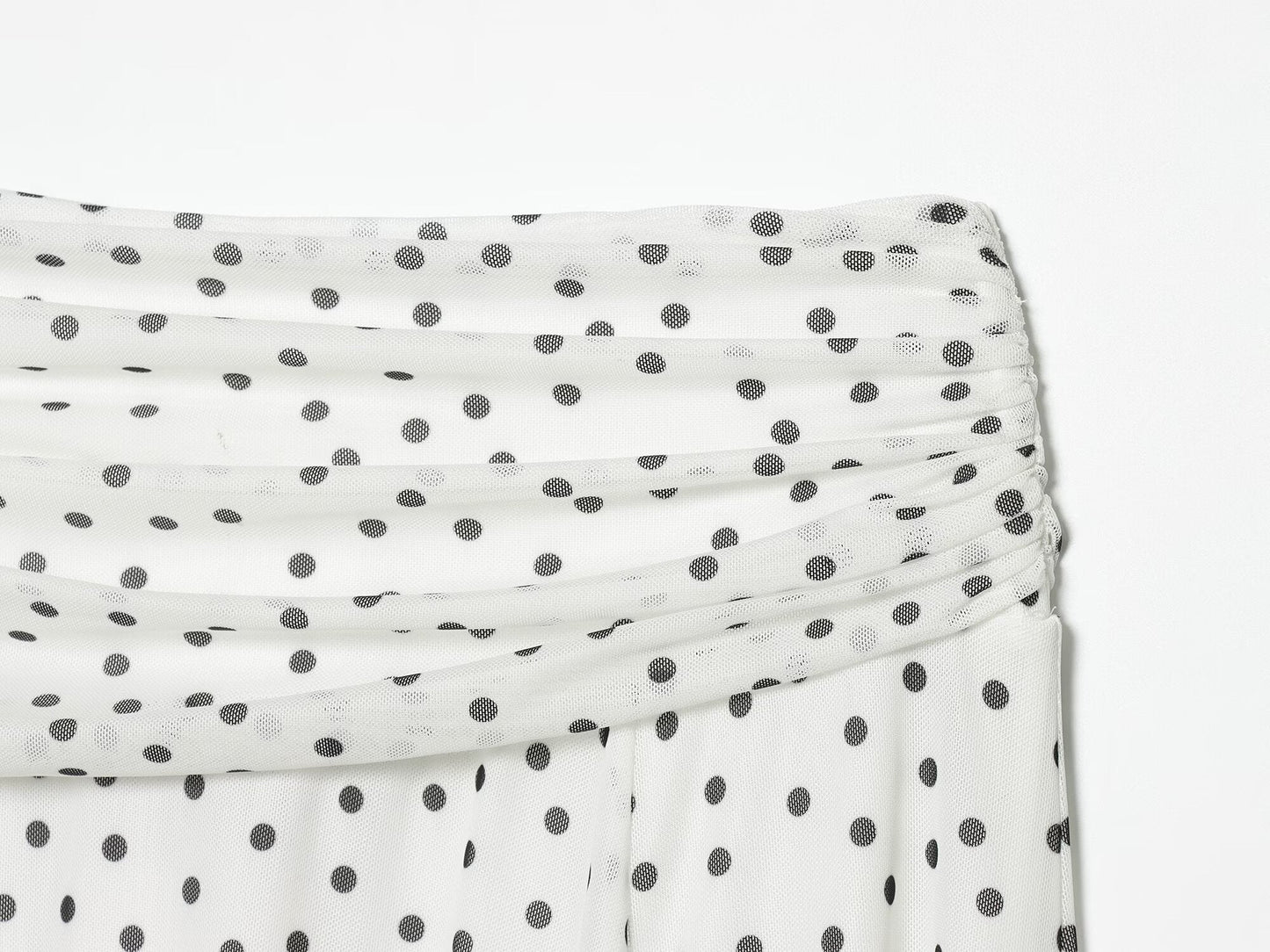 Women's pleated waist polka dot MIDI skirt