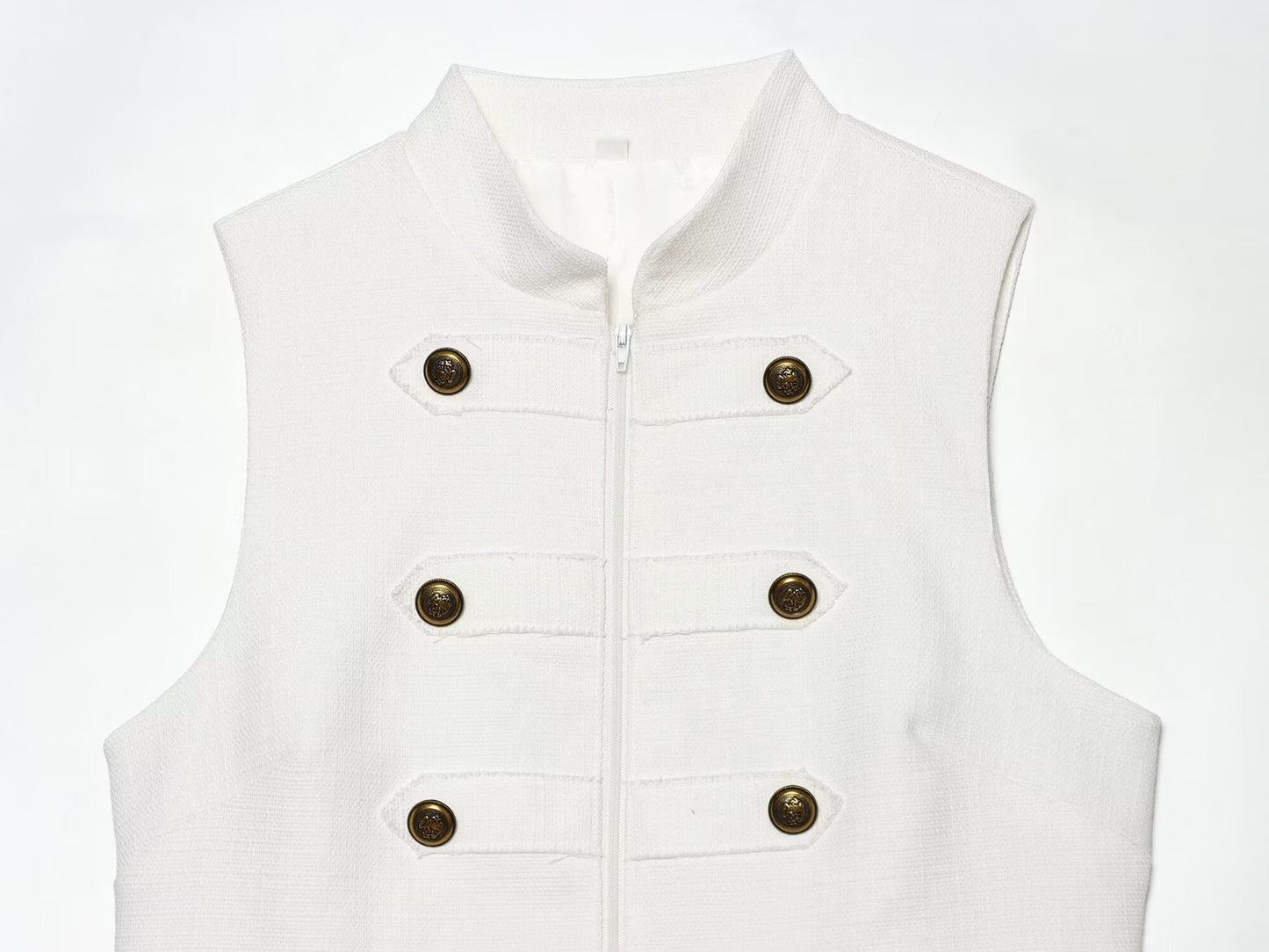 Women's breasted decorative zipper vest top