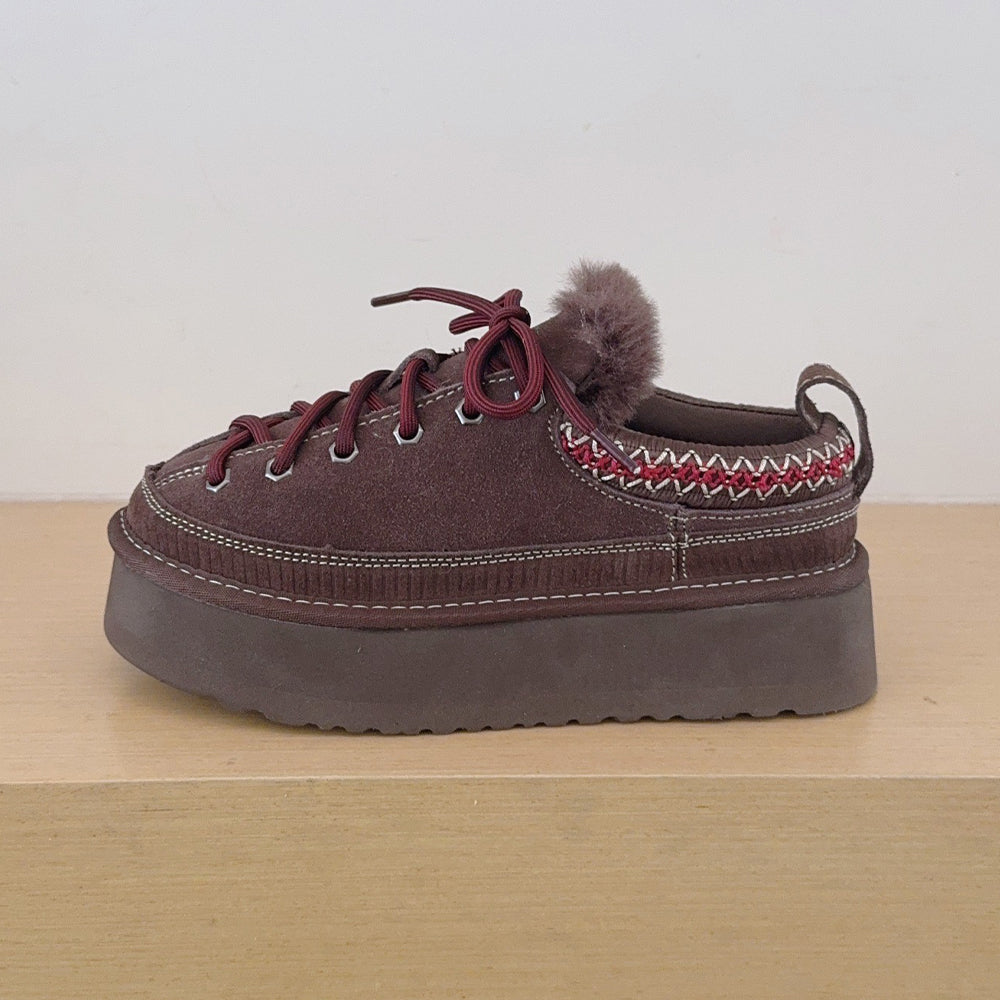 Women's new heightening lace-up padded cotton shoes