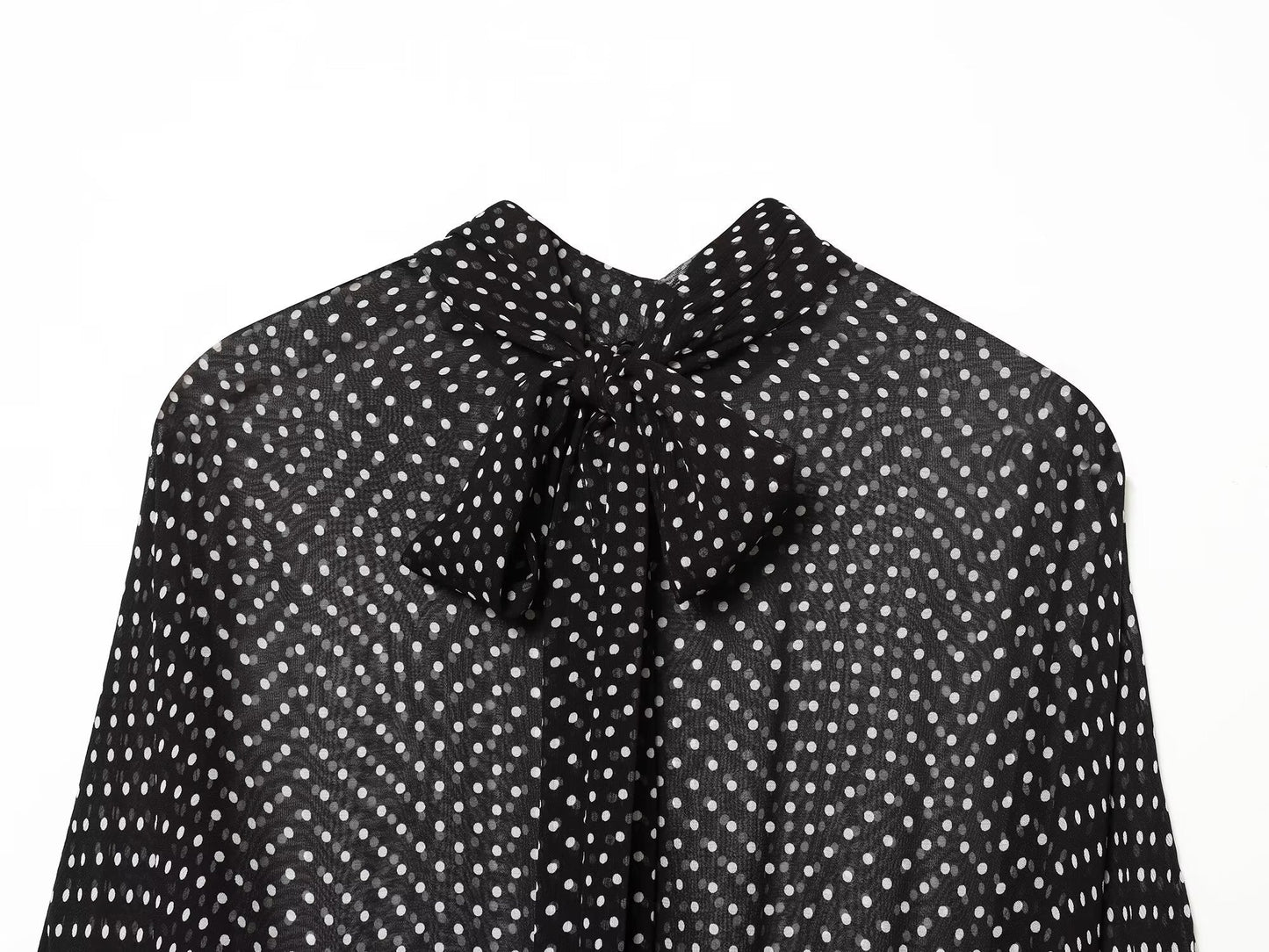 suit Women's 2 pieces bow decoration polka dot shirt+Skirts
