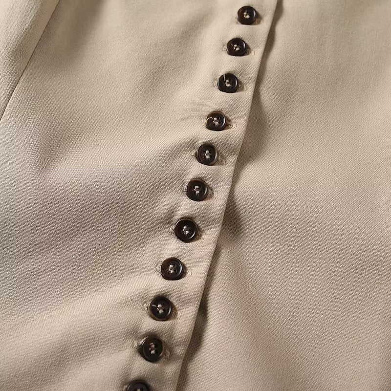 suit Women's 2 pieces Buckle design casual linen blended vest+Pants
