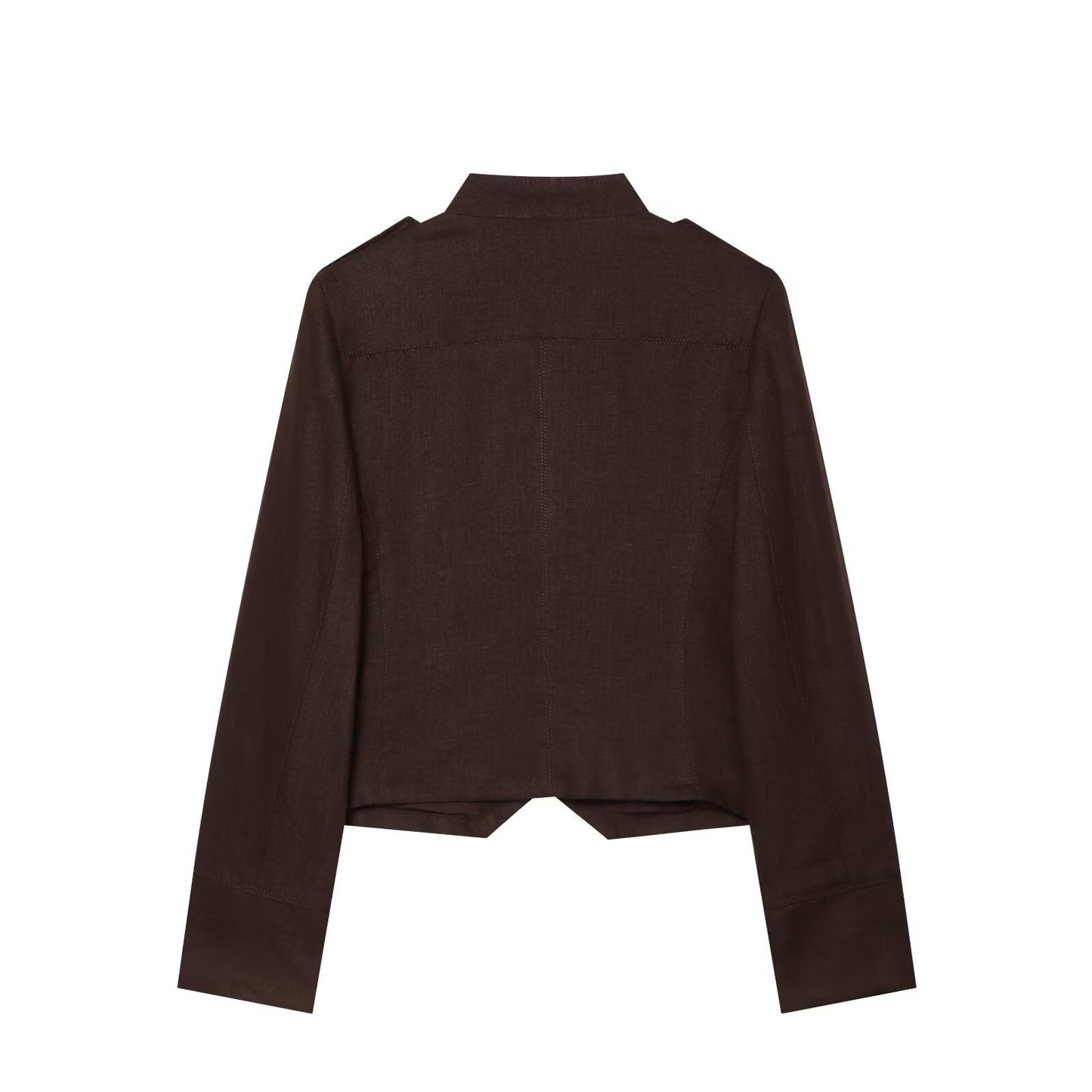 Women's short standing collar double breasted jacket