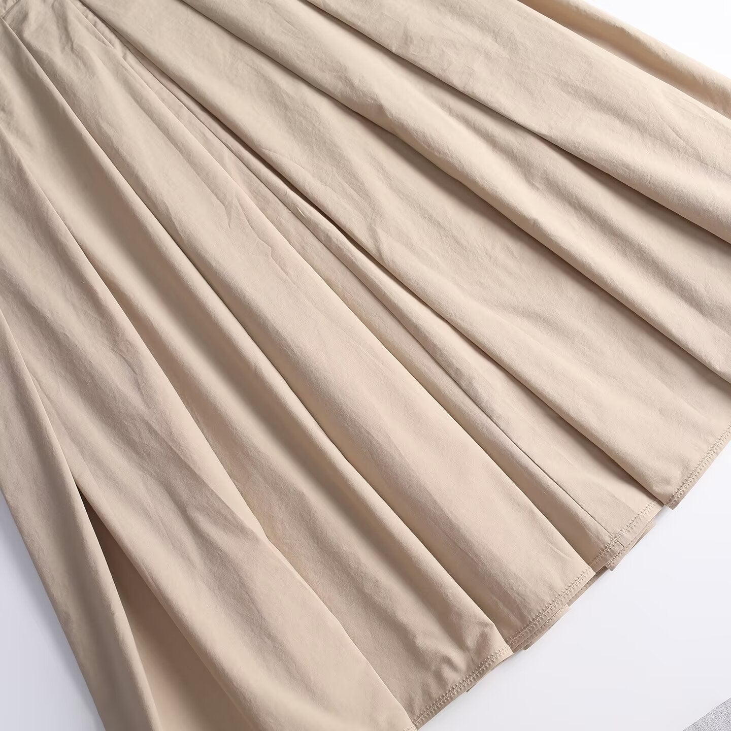 Women's Casual Cotton High-Waisted pleated Skirt