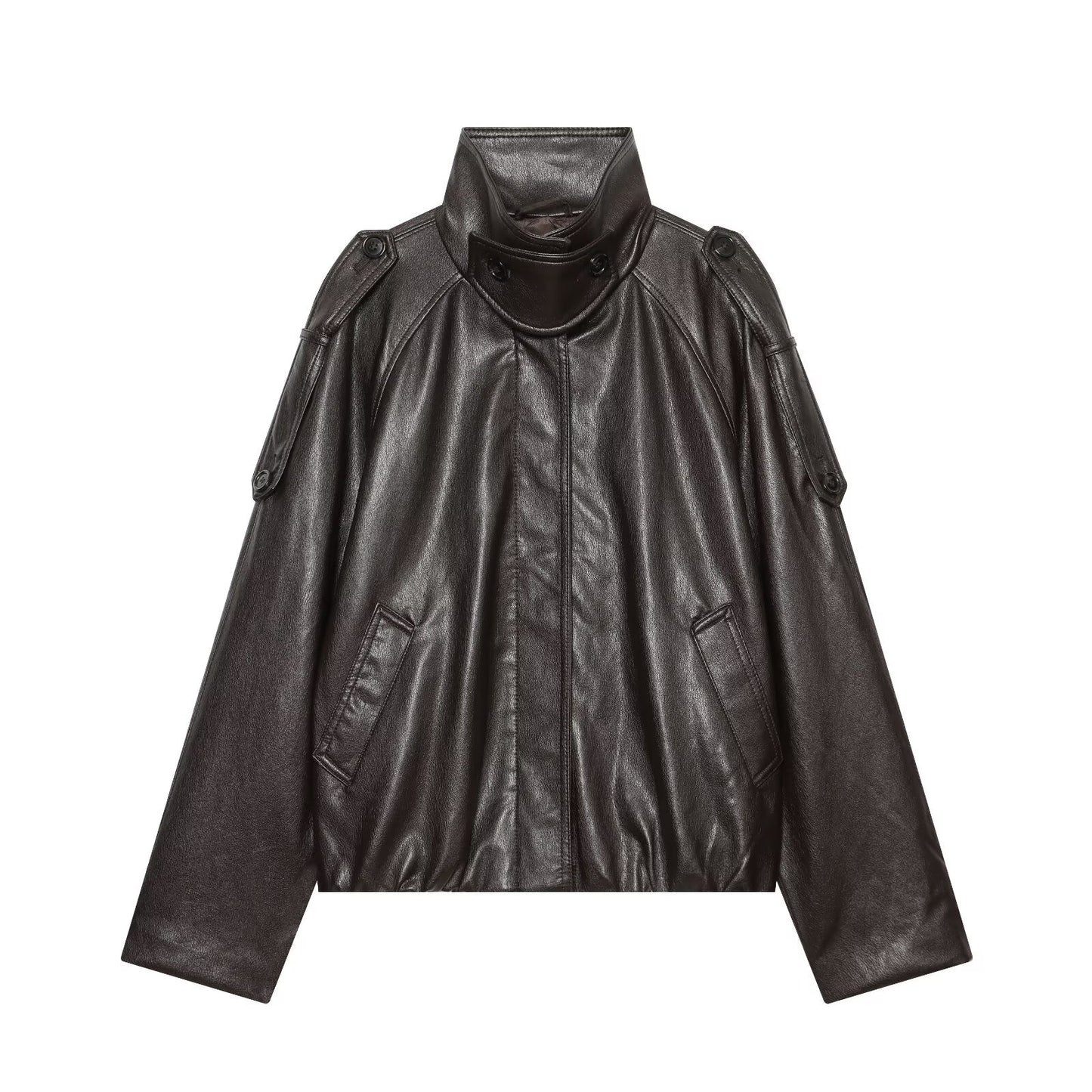 Women's casual versatile imitation leather jacket Coat