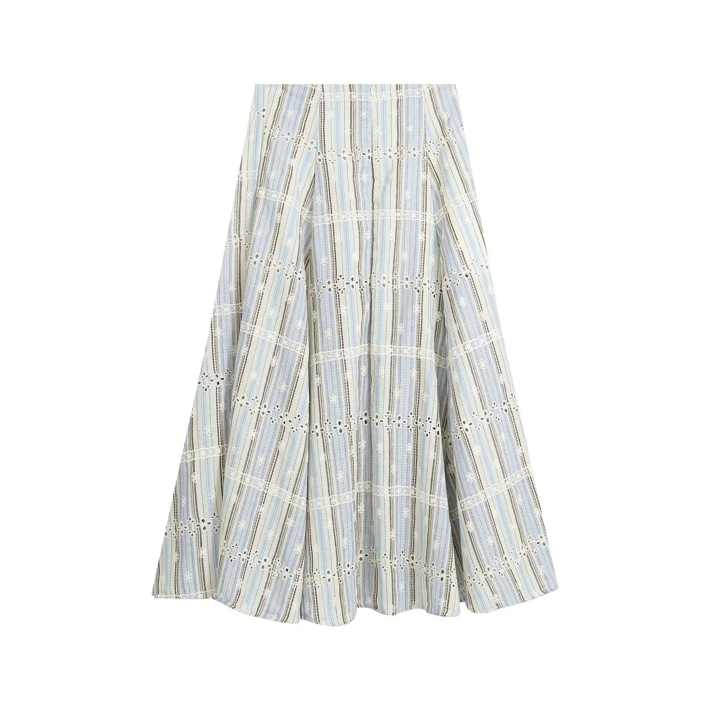 suit Women's 2 pieces sleeveless striped embroidered top+skirt