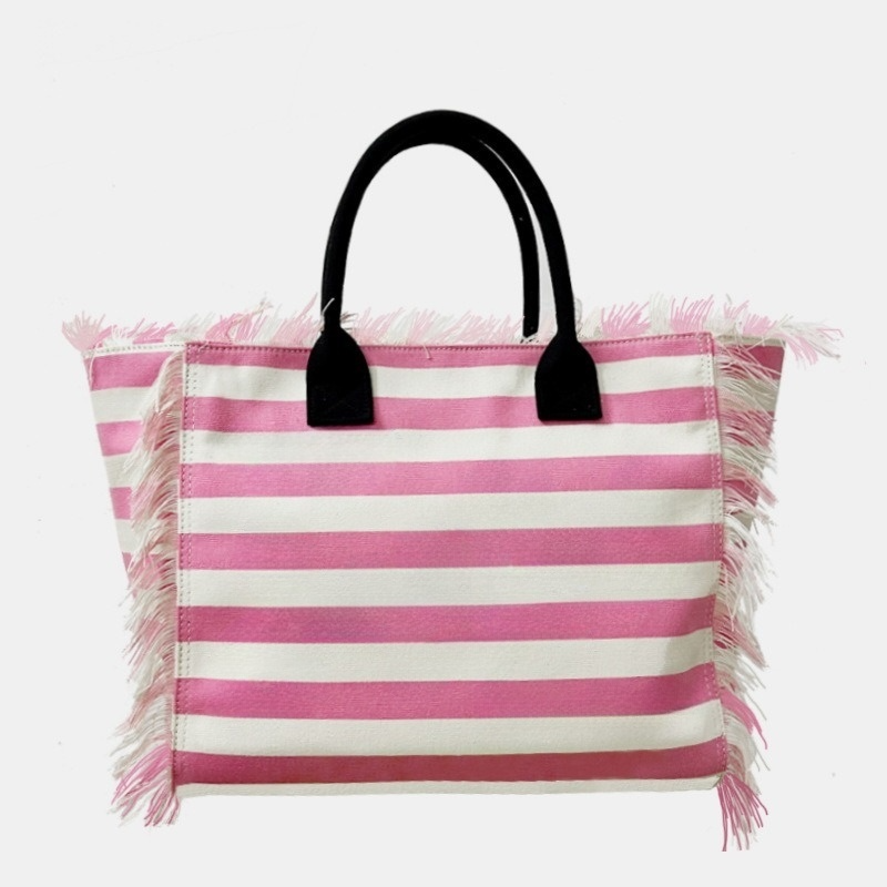 Women's new beach canvas tassel embroidered handbag