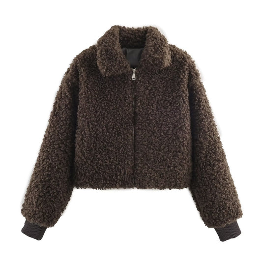 Women's Lapel warm fleece jacket Coat