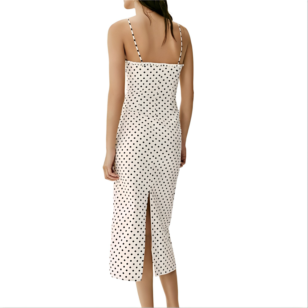 Women's tight corset style polka dot MIDI dress