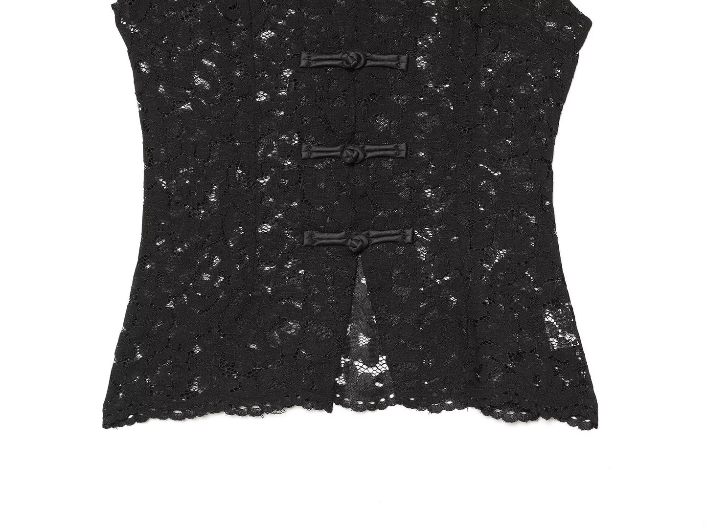 Women's lace hollow out buckle sleeveless vest