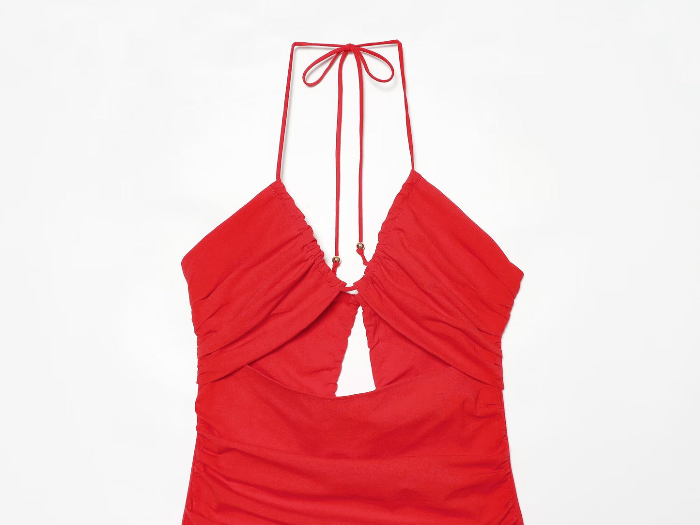 Women's straight pleated halter neck dress
