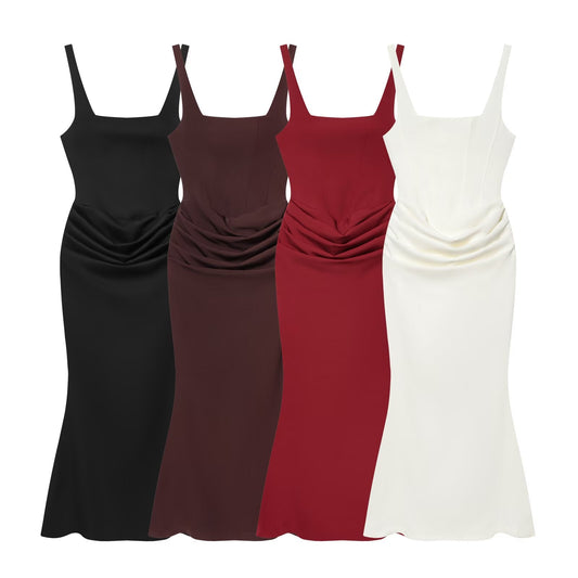 Women's backless suspender bodycon MIDI dress