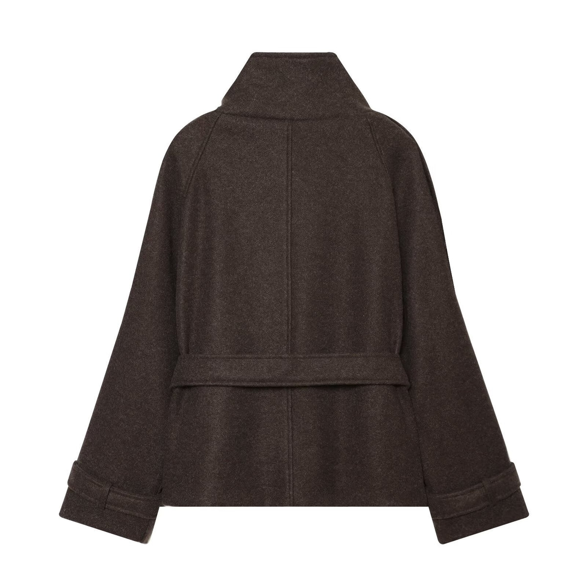 Women's soft textured double breasted stand collar Coat