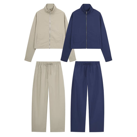 suit Women's 2 pieces technology fabric stand collar zipper Coat+Pants