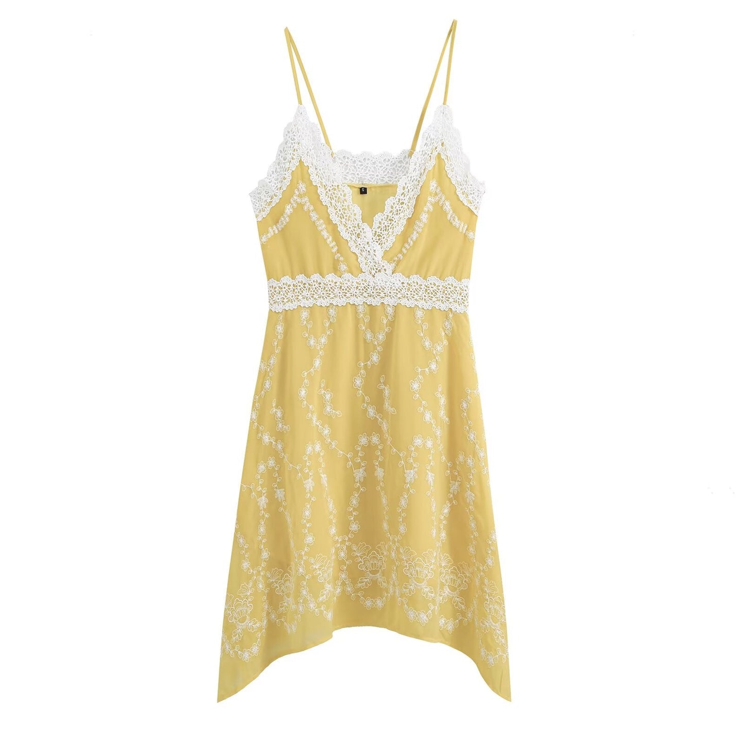 Women's embroidered suspender MIDI dress