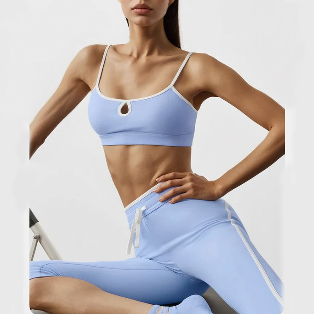 Women's new contrast sling sports bra seven-point yoga pants yoga suit