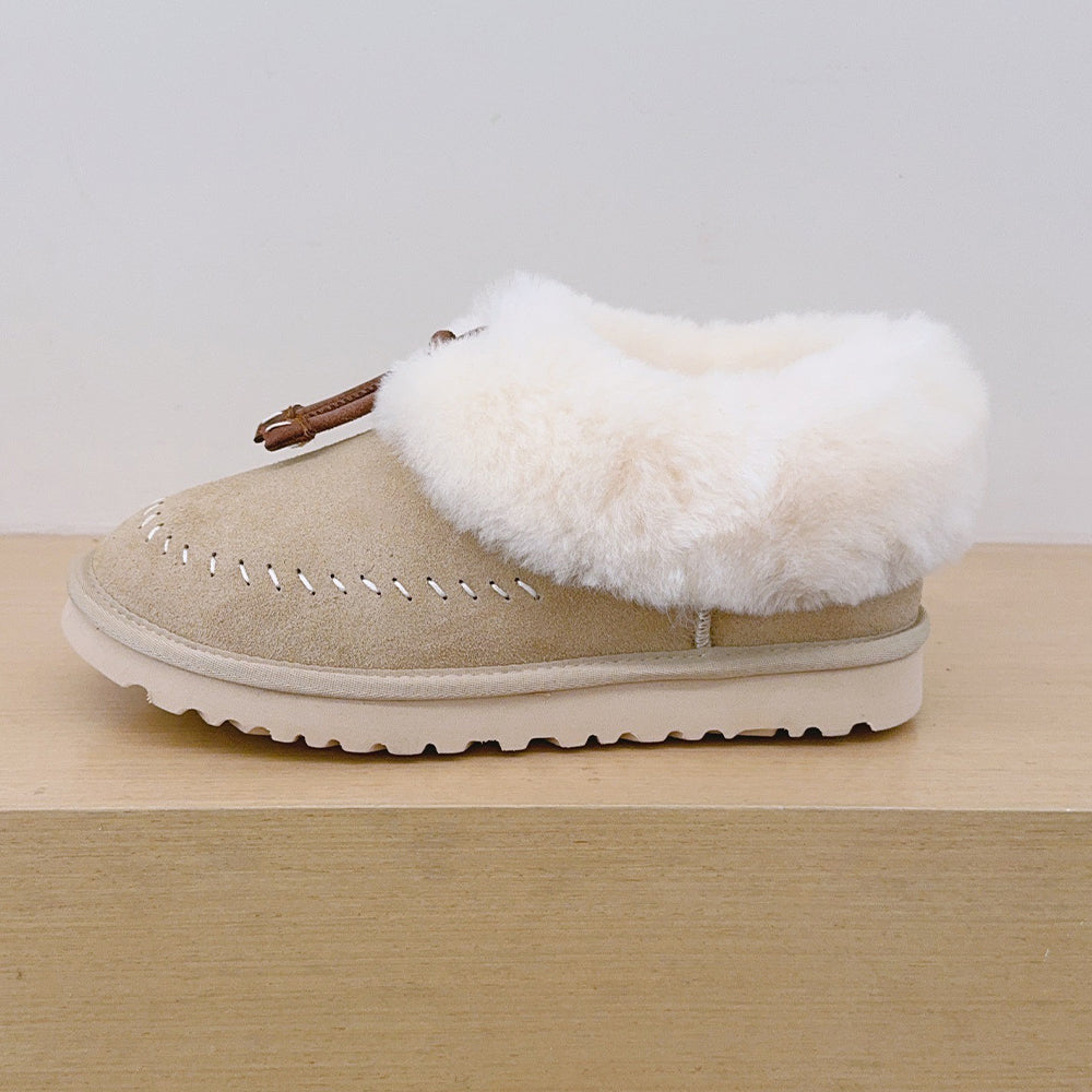 Women's new warm plush thin-soled short snow boots