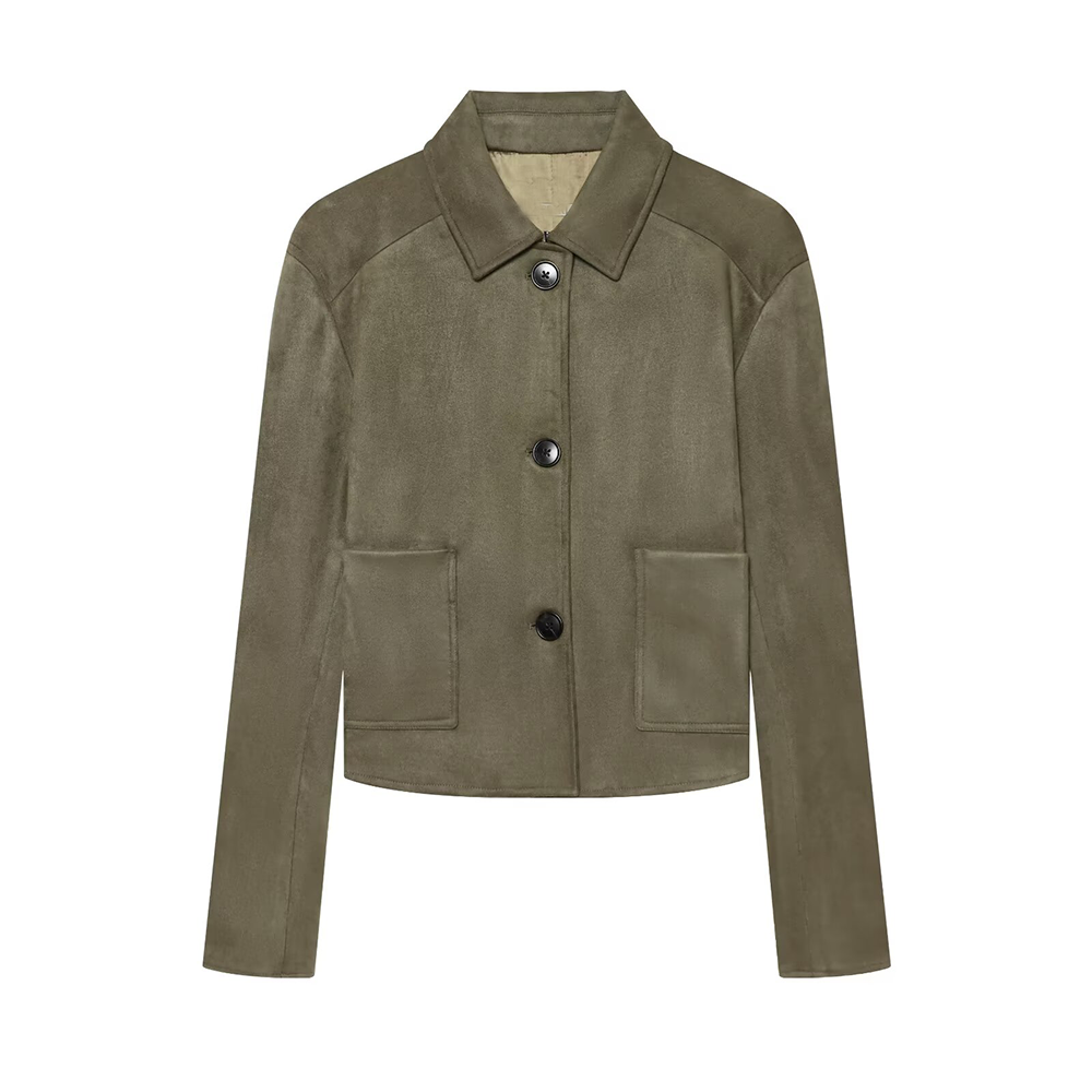 Women's suede lapel breasted short Coat