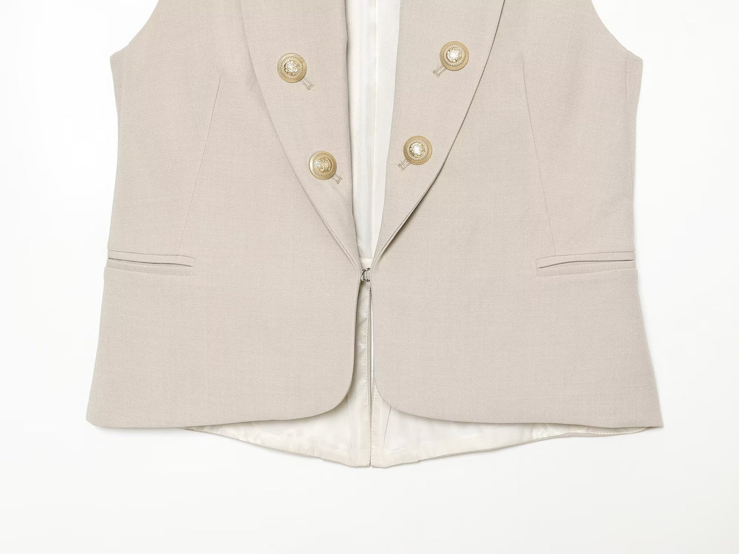 Women's button decoration stand collar vest