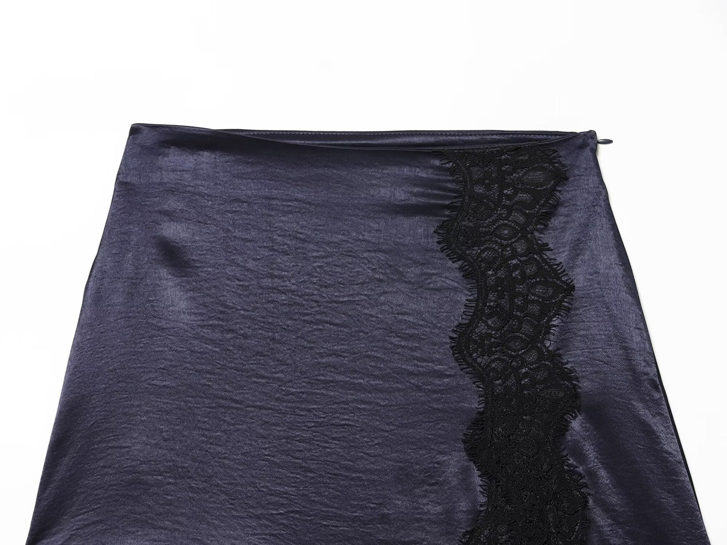 Women's satin textured patchwork lace mini skirt