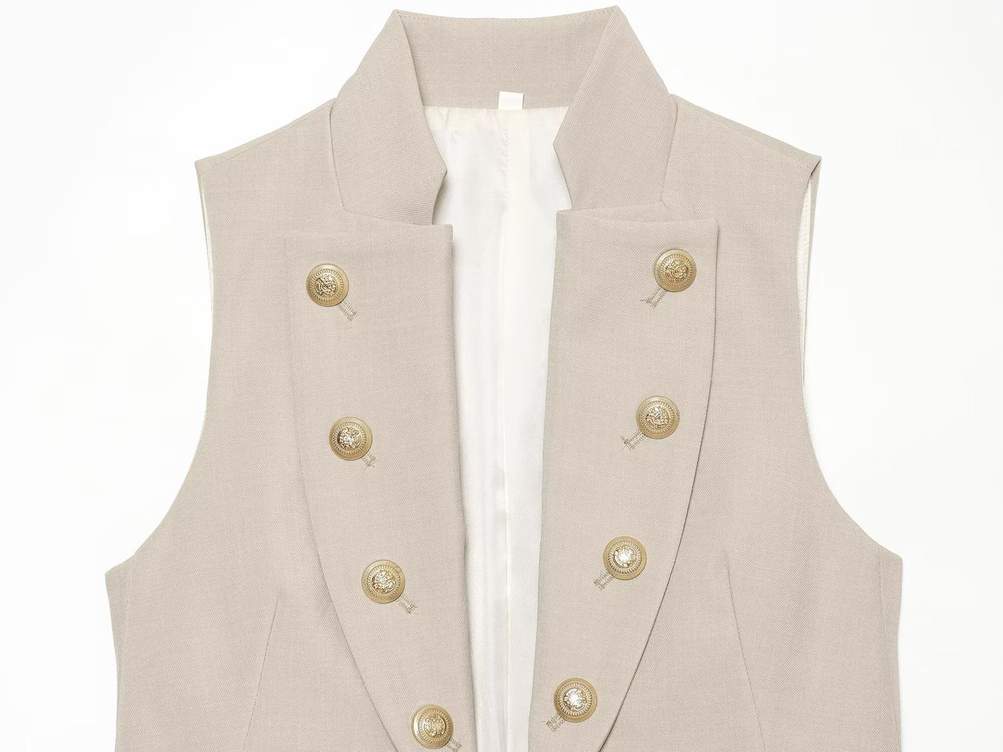 Women's button decoration stand collar vest
