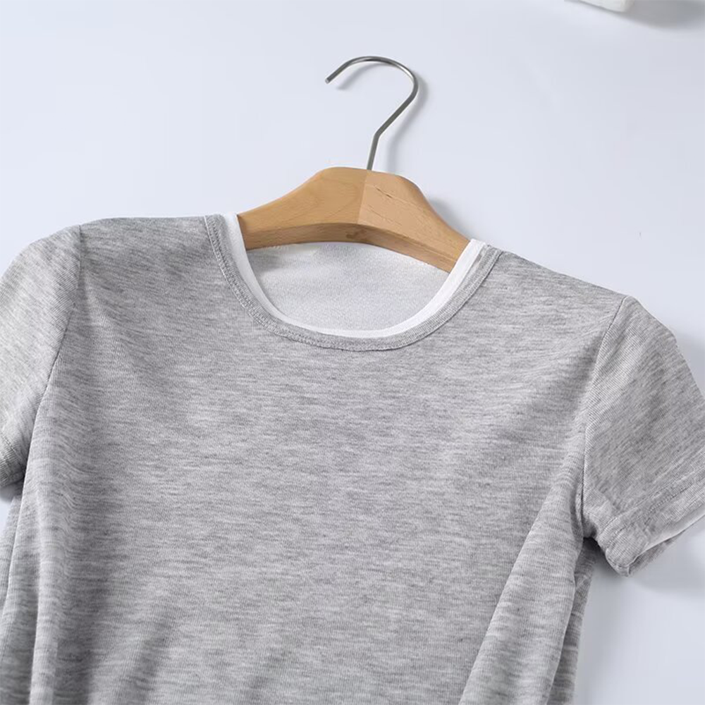 Women's O Neck double-layer short sleeved T-shirt