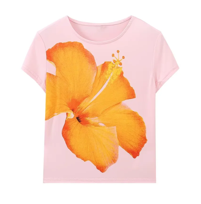 2026 multi-color printed letter T-shirt women short sleeved O-neck loose T-shirt