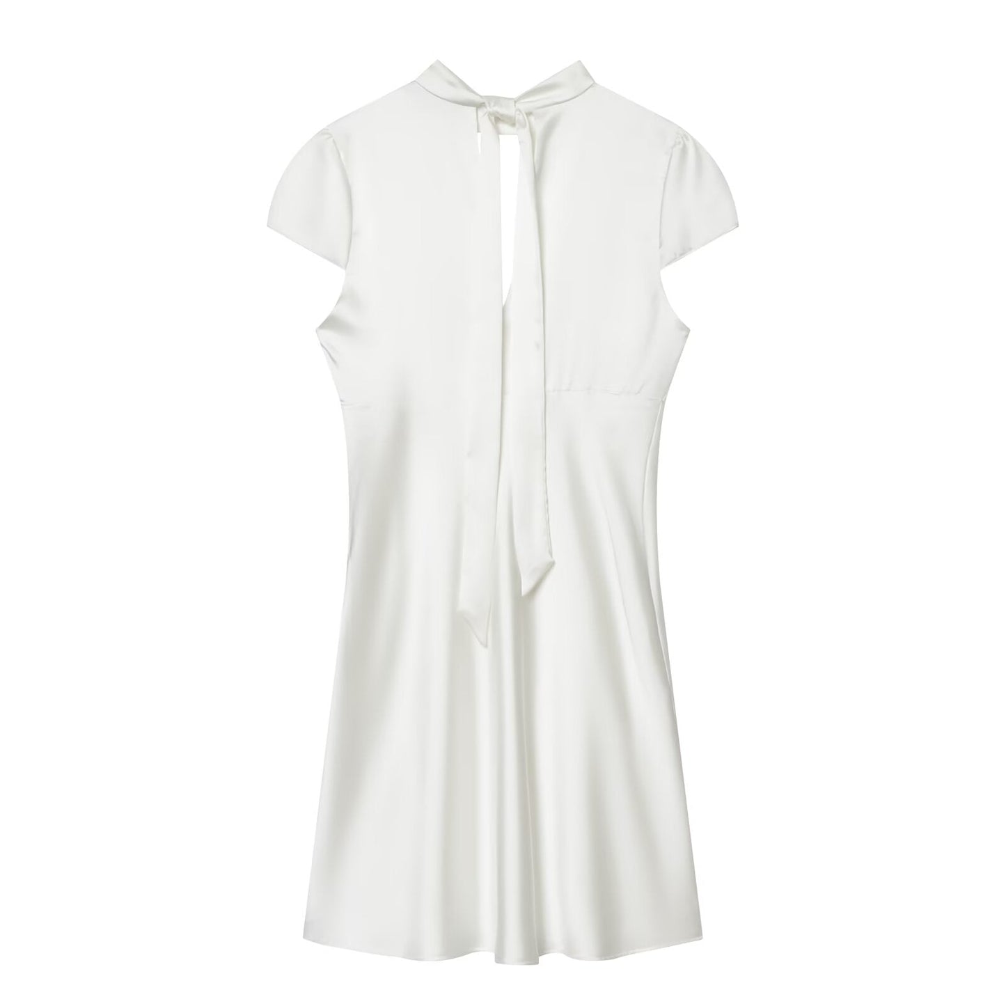 Women's opening design satin texture mini dress