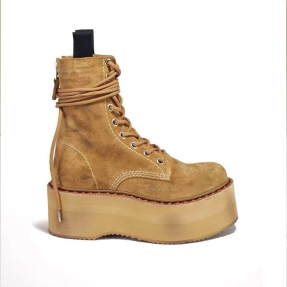Women's new thick-soled lace-up muffin-soled booties