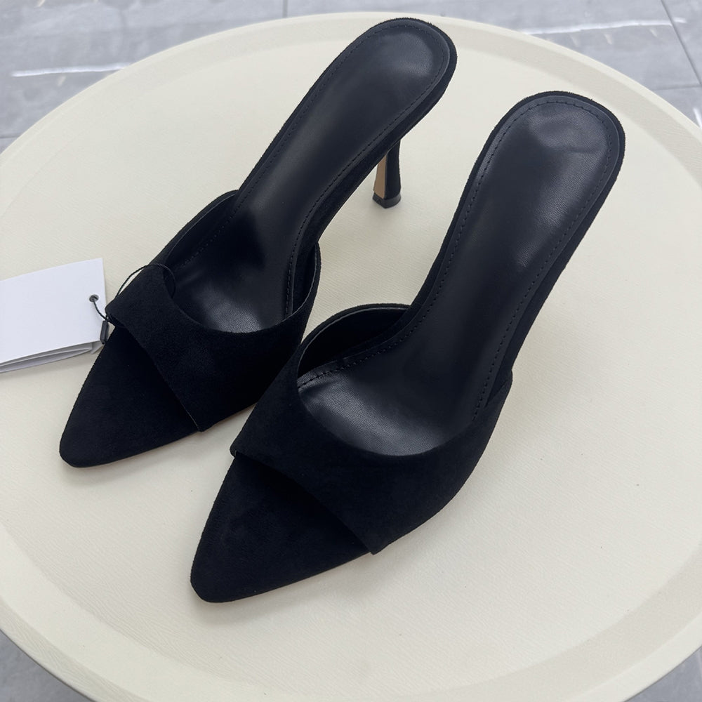 Women's new pointed open toe suede sandals with high heels and stilettos