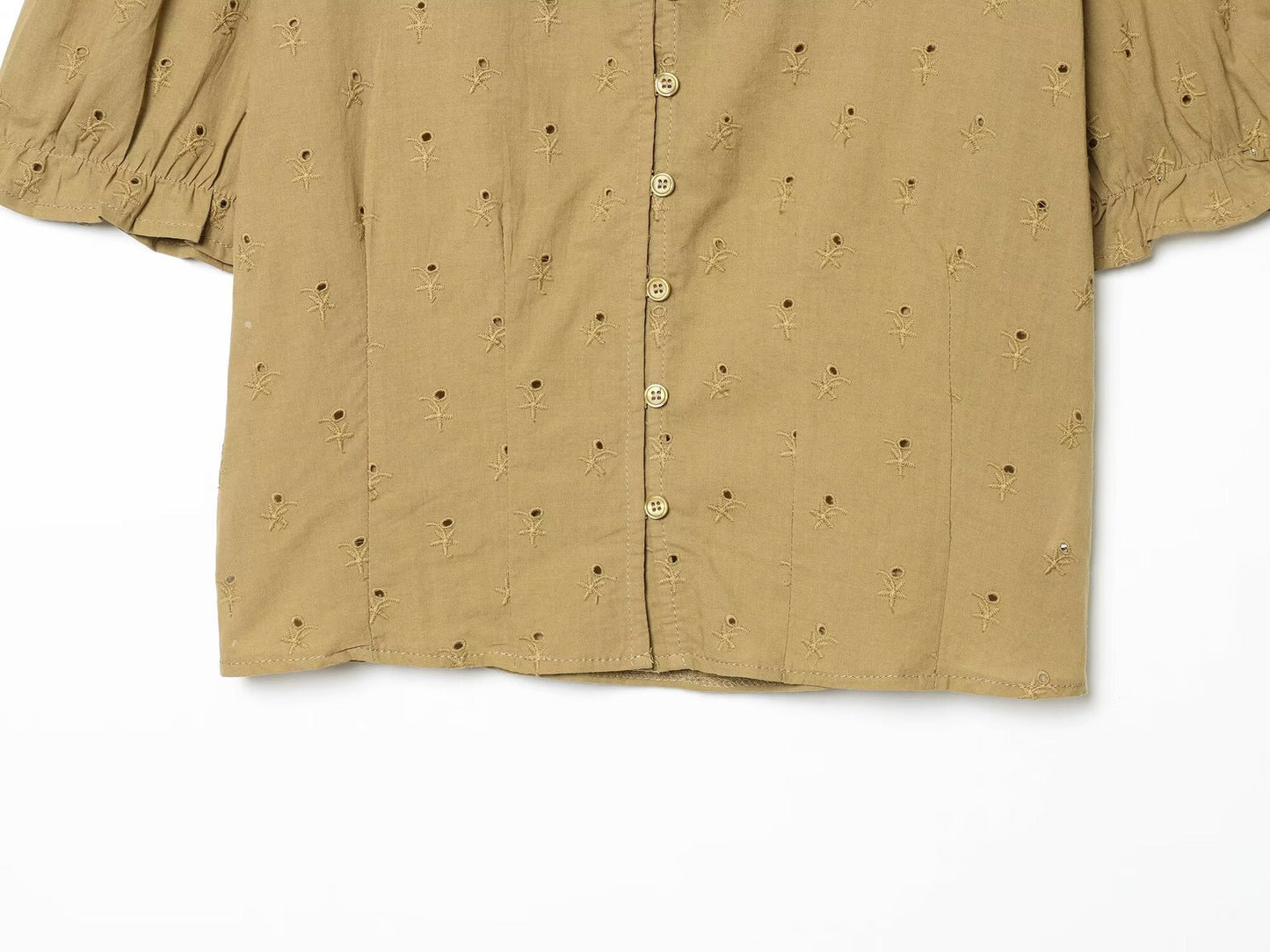 Women's short embroidered lapel shirt