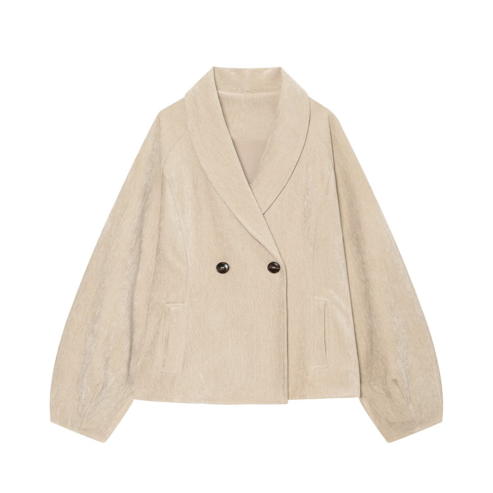Women's waist cinched style double breasted jacket Coat
