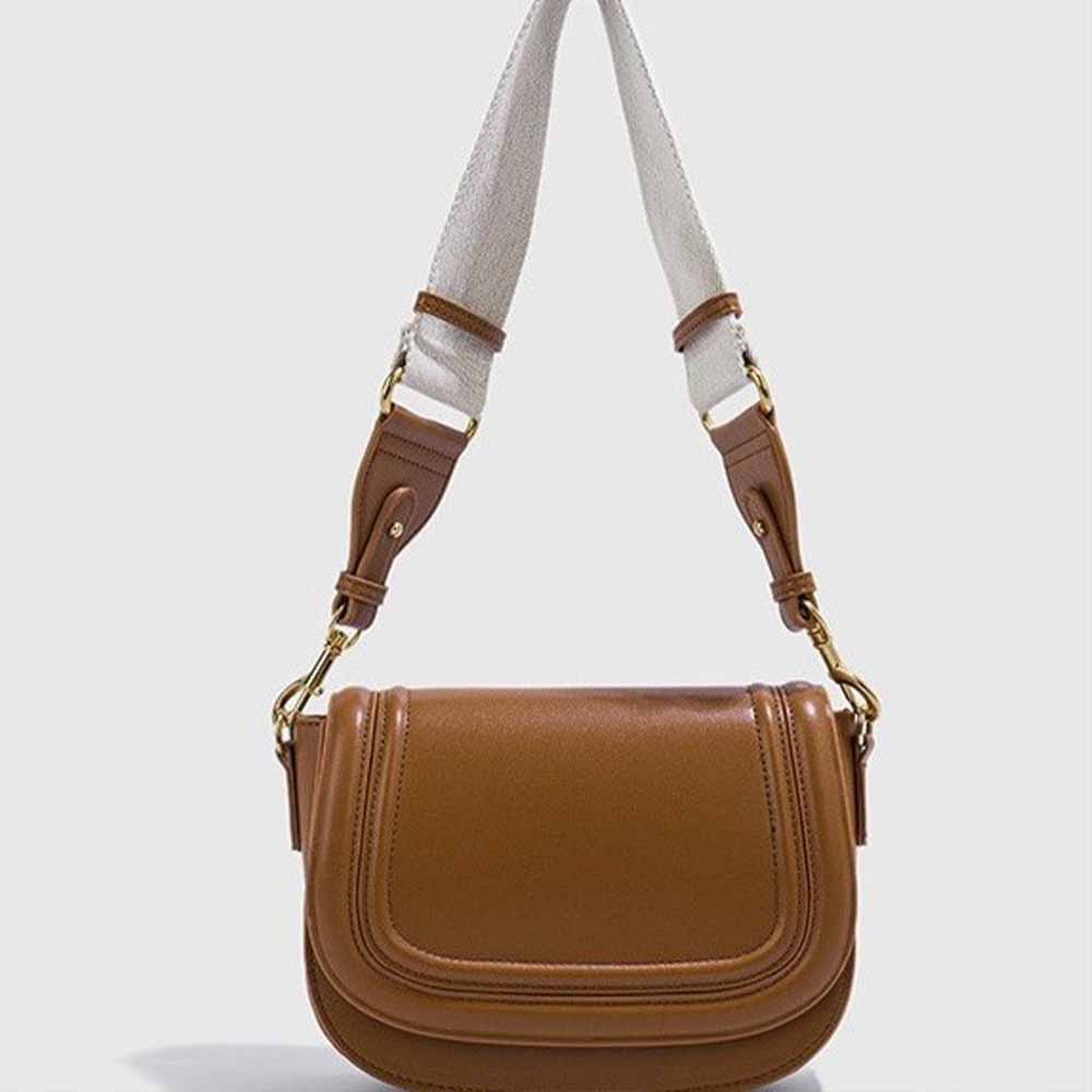 Women's new contrast canvas wide shoulder strap bag shoulder crossbody bag