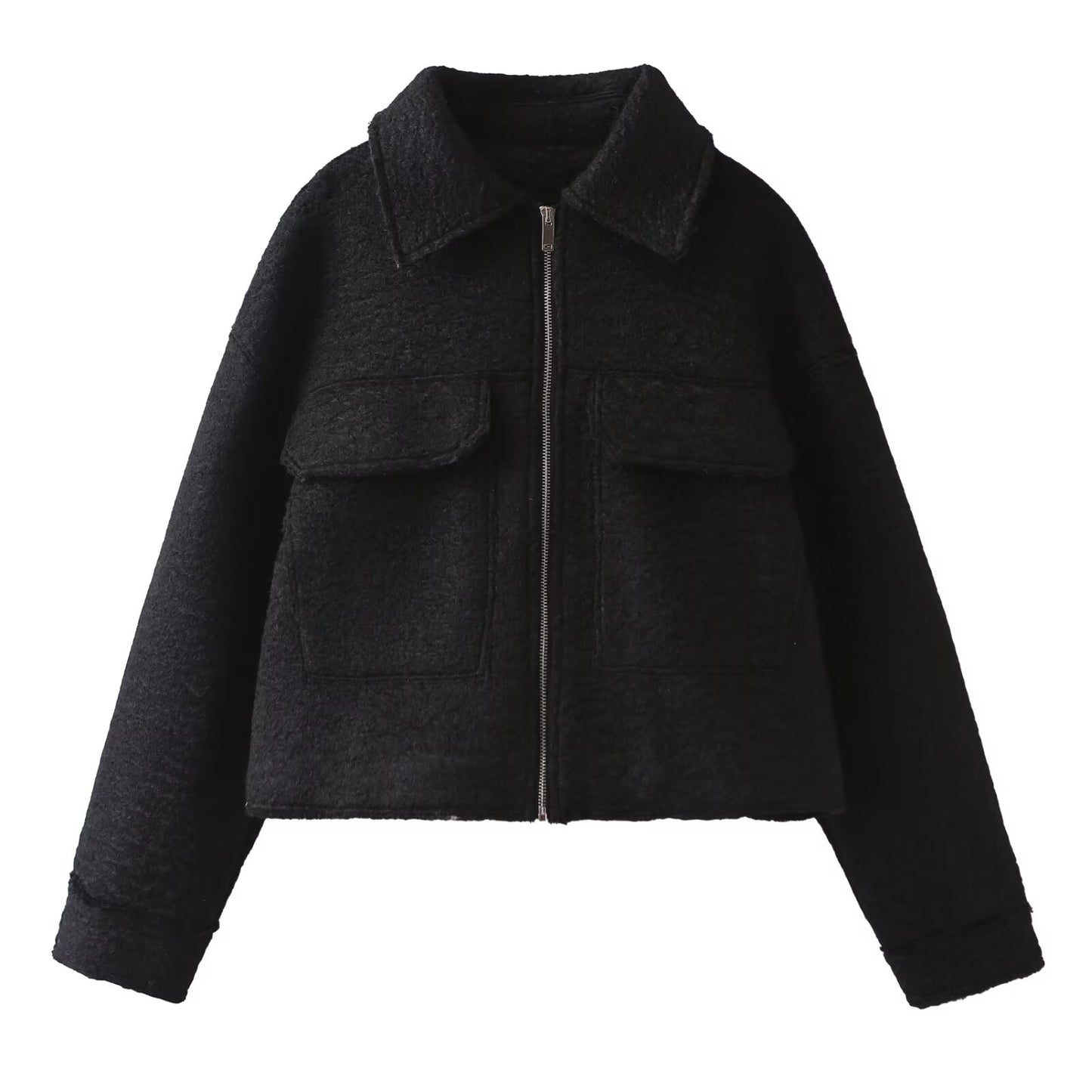 Women's lapel pocket decoration short jacket Coat