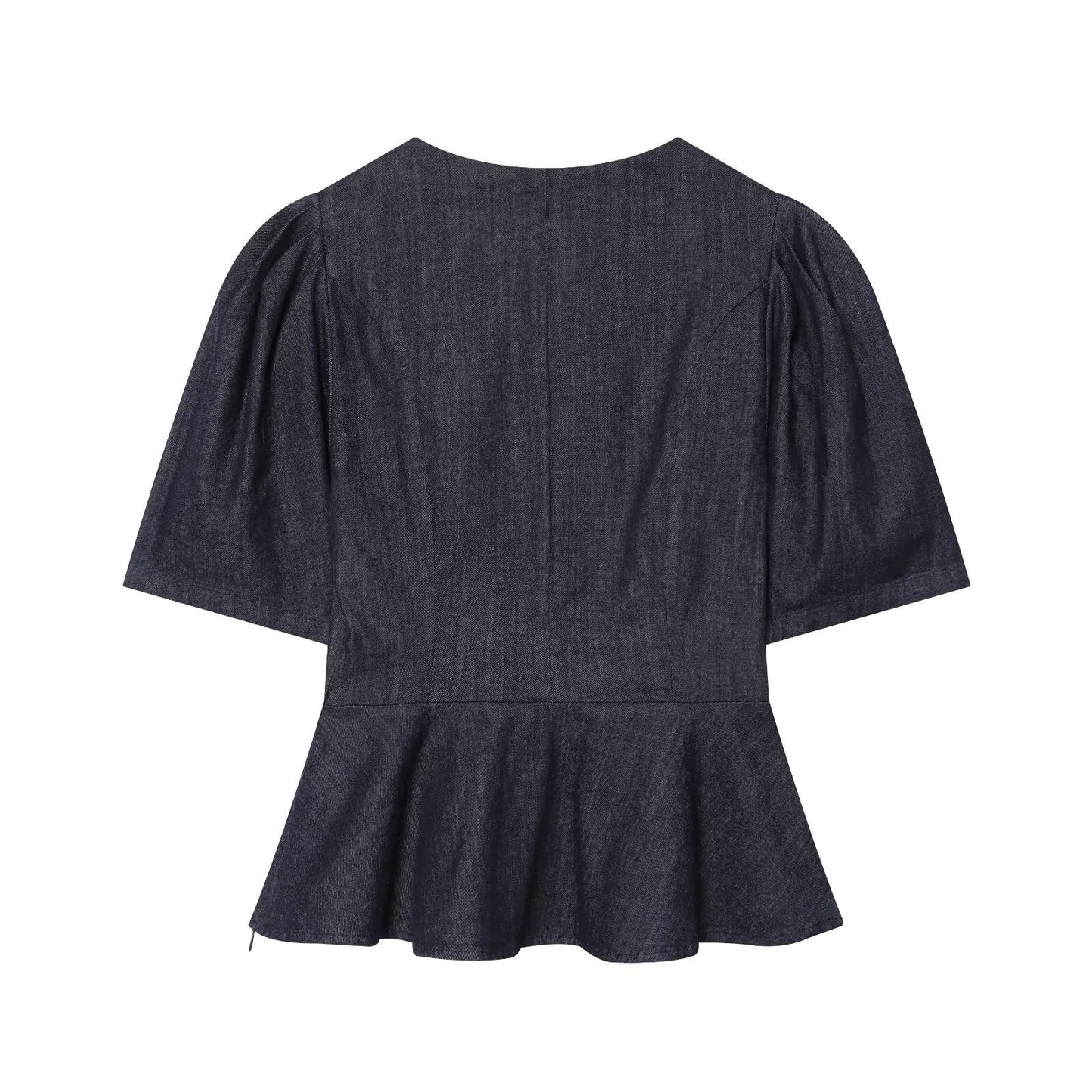 Women's short skirt style hem V-neck top