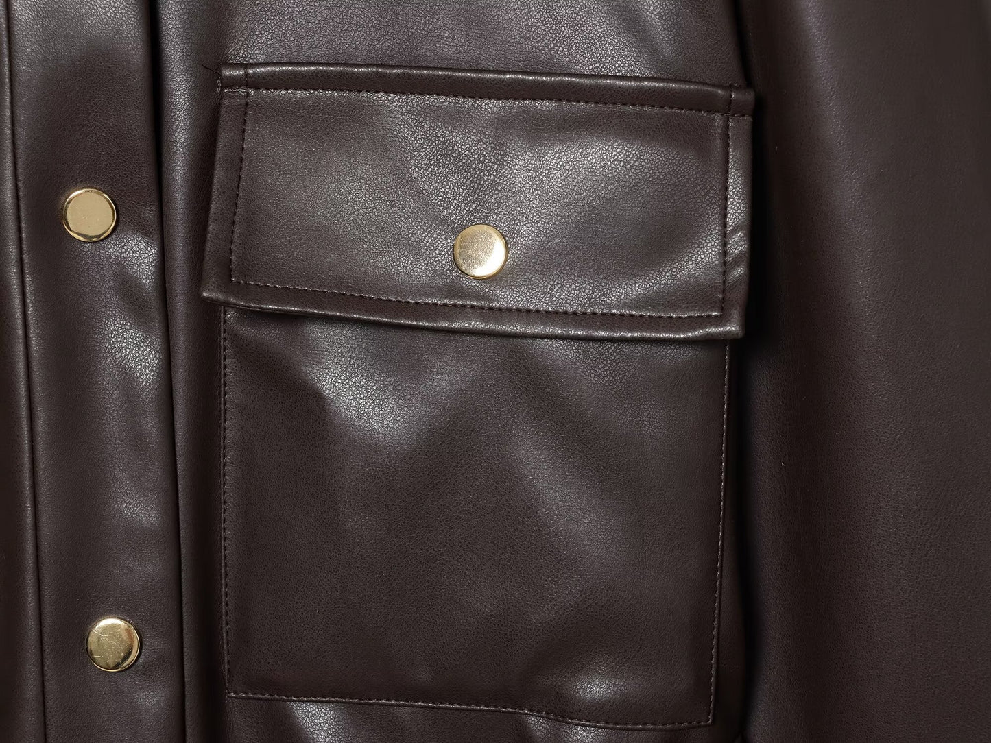 Women's with Belt shirt style faux leather Coat