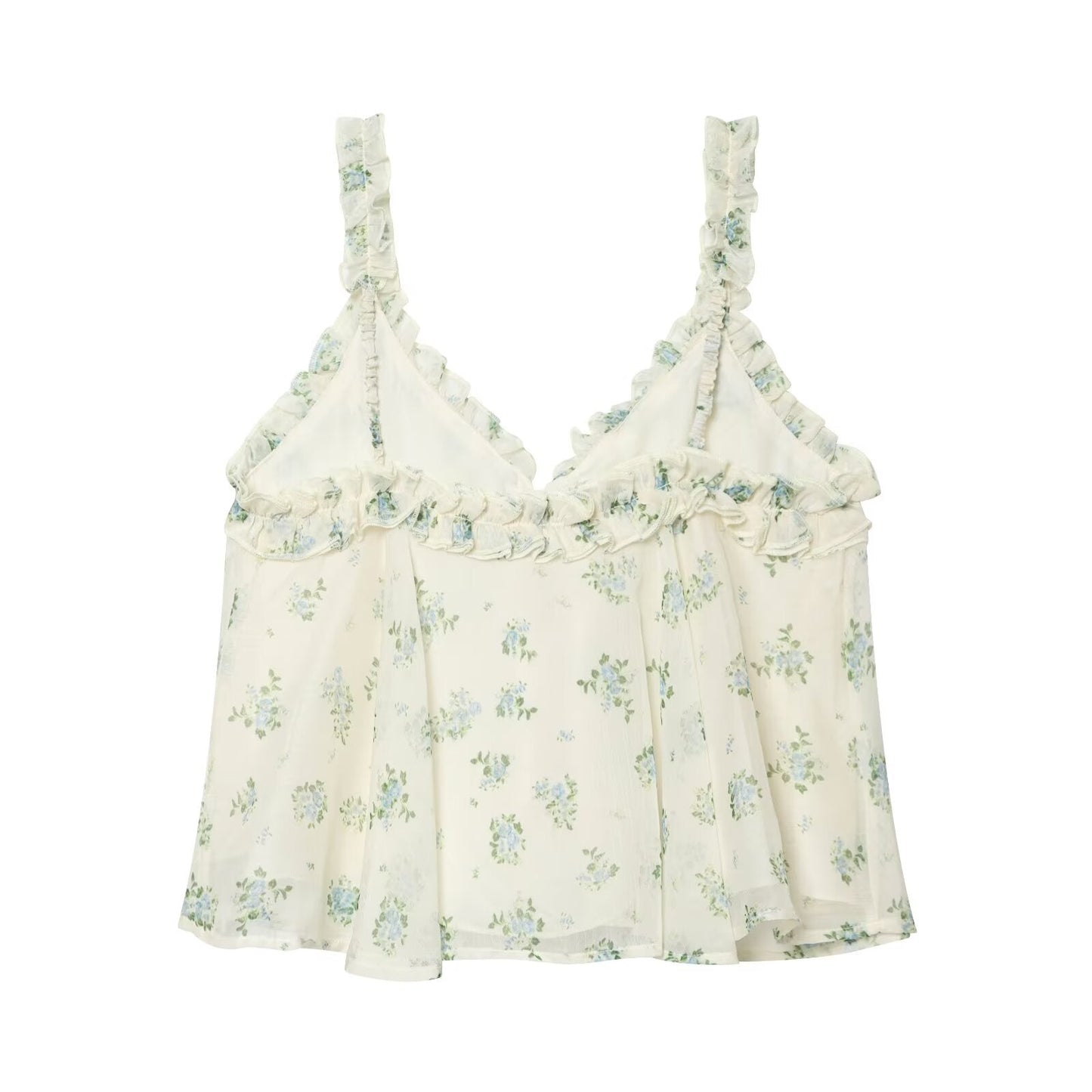 suit Women's 2 pieces chiffon floral A-line MIDI skirt+floral top