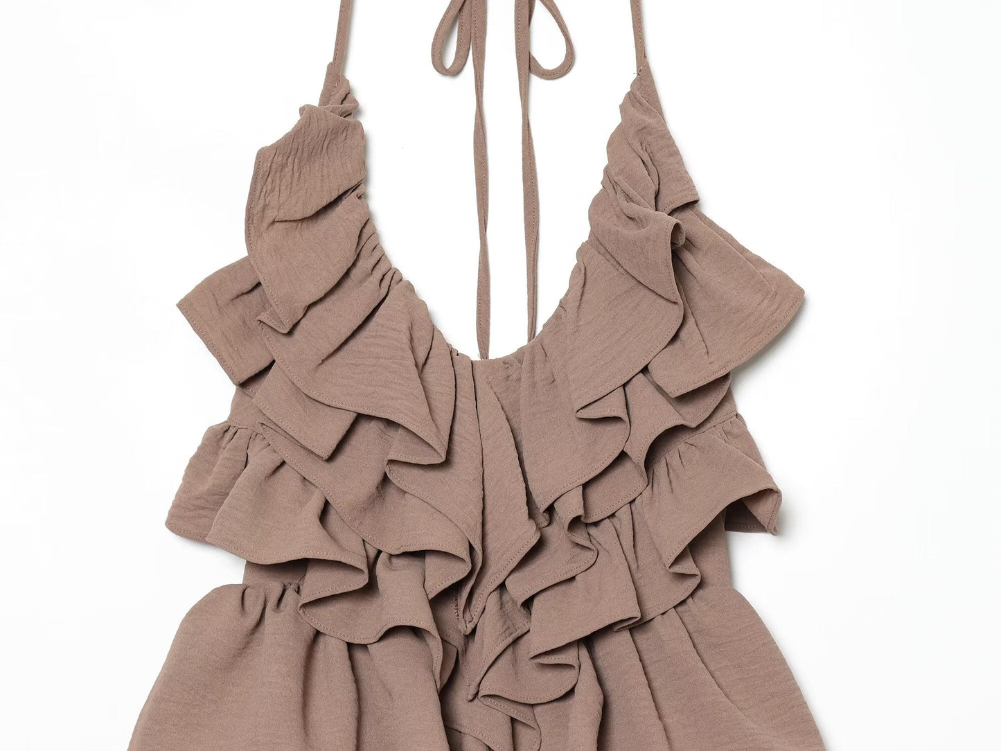 Women's layered decorative chiffon halter neck dress