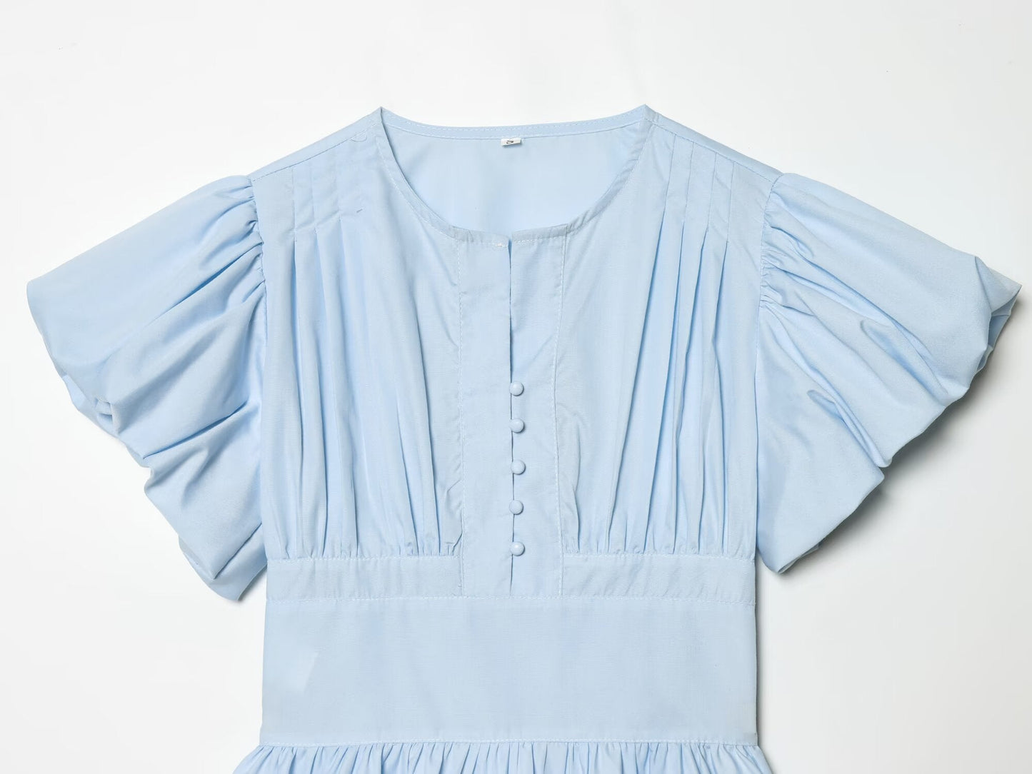 Women's bubble sleeve pleated decorative shirt