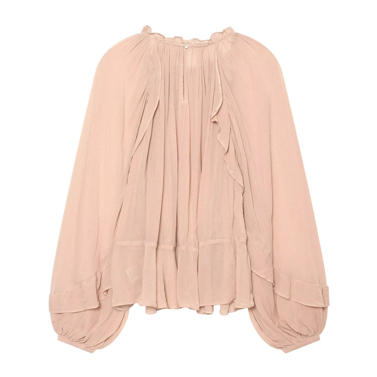 Women's lantern sleeve pleated top