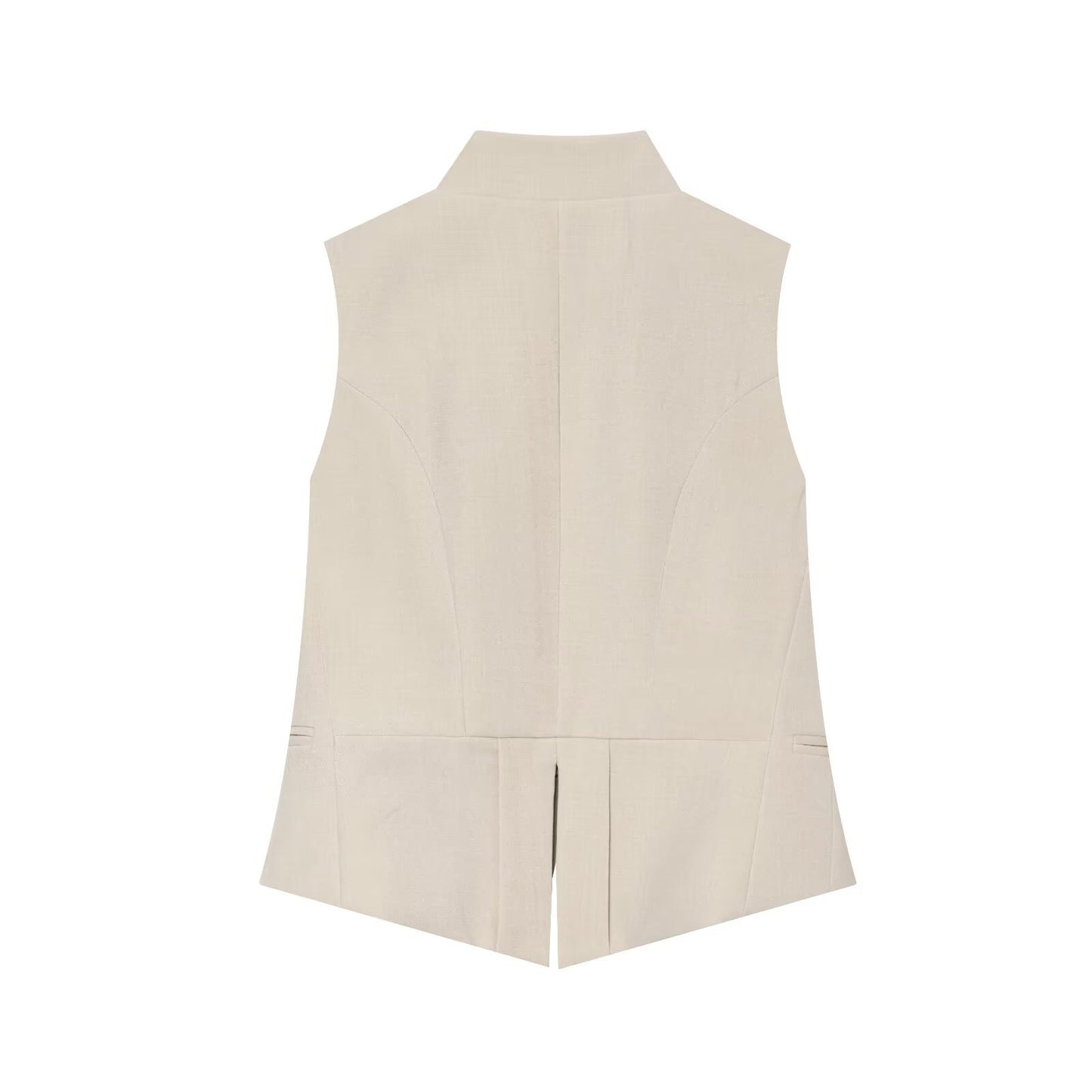 Women's button decoration stand collar vest